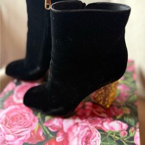 Dolce & Gabbana Black Boots with Glittering Gold Heel